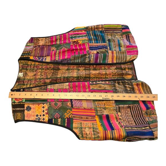 Handmade Patchwork Womens Vest Size XL Multicolor Tapestry Hippie Folk Art Artsy - Picture 12 of 12